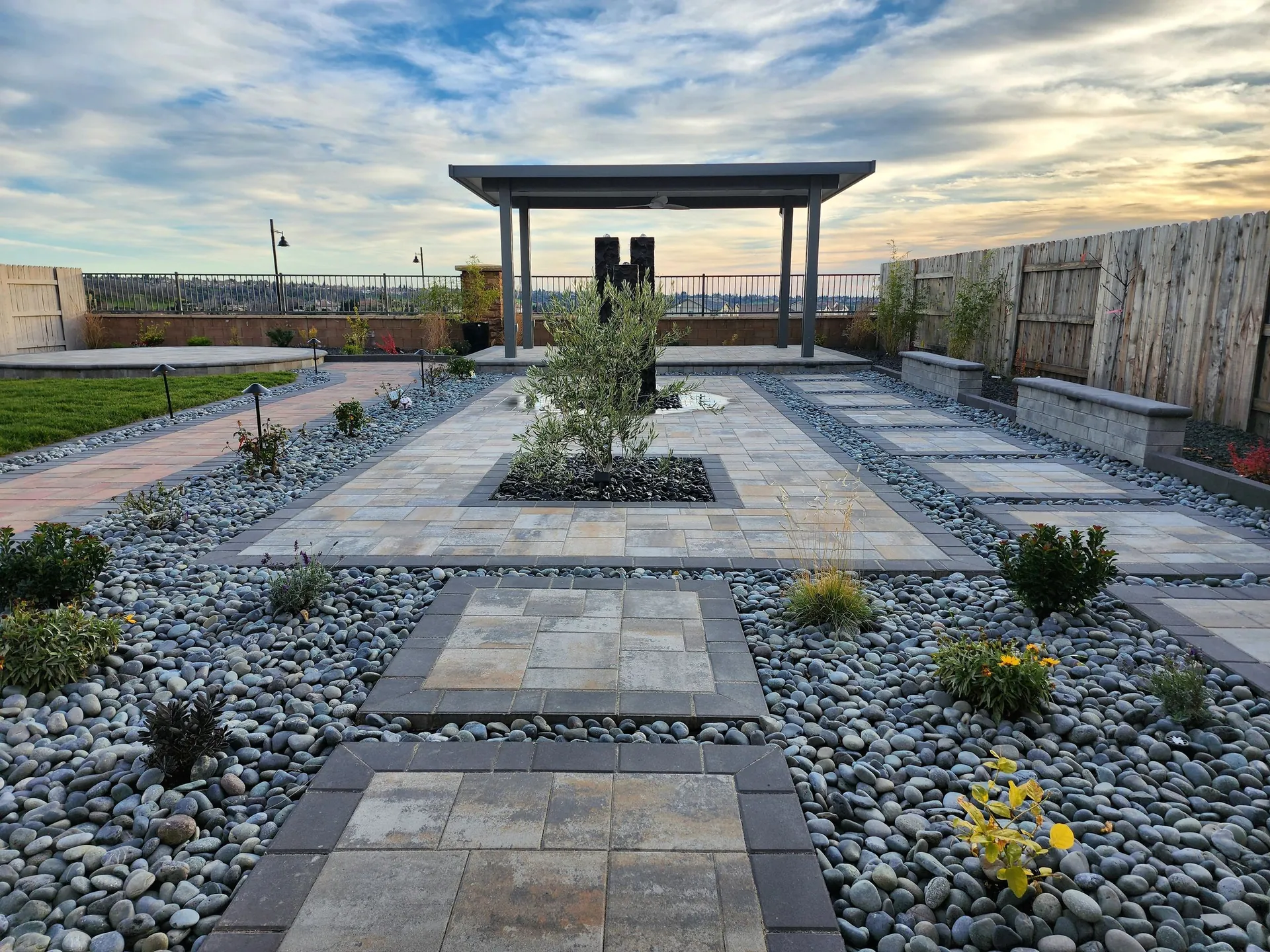 Outdoor living hardscape and lighting photo 3